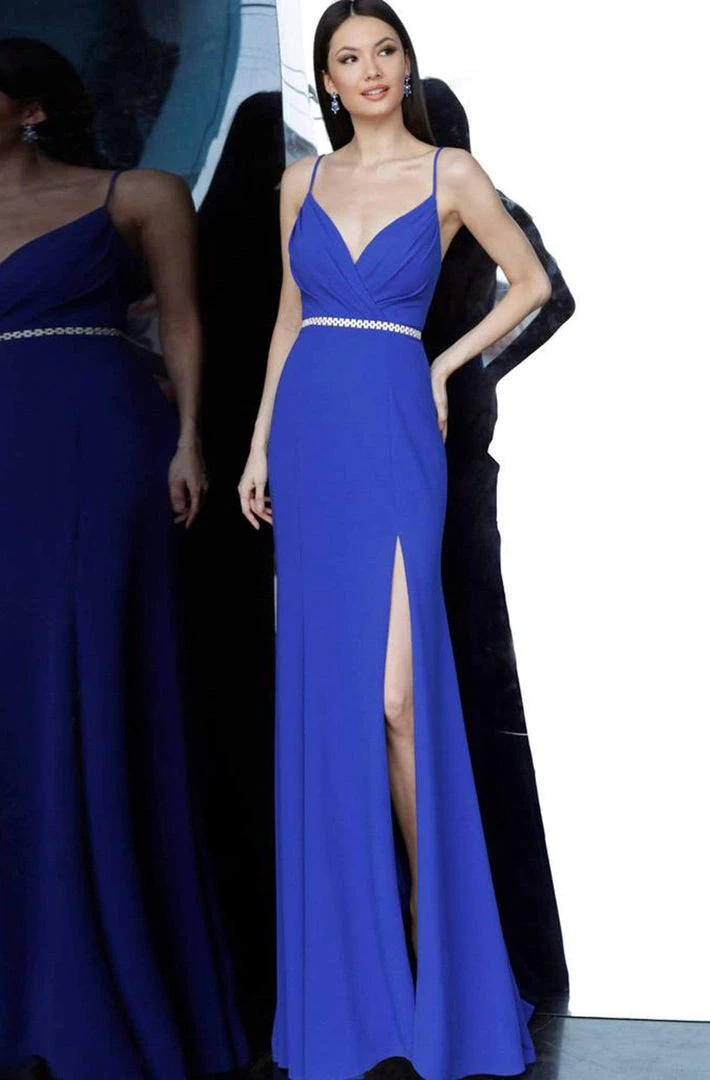 JVN By Jovani Jovani - JVN02713 Ruched Bodice High Slit Long Gown Formal Gowns 5 JVN By Jovani Jovani - JVN02713 Ruched Bodice High Slit Long Gown Formal Gowns
