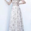 JVN By Jovani Formal Gowns Jovani - JVN03013 Sequin Floral A-Line Evening Gown