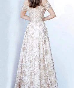 JVN By Jovani Formal Gowns Jovani - JVN03013 Sequin Floral A-Line Evening Gown