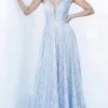JVN By Jovani Jovani - JVN03111 Illusion Deep V-Neck Sleeveless A-Line Lace Gown 2 JVN By Jovani Jovani - JVN03111 Illusion Deep V-Neck Sleeveless A-Line Lace Gown