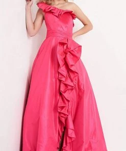 JVN By Jovani Formal Gowns Jovani - JVN03231 Asymmetric Neck Ruffled Ballgown 7 JVN By Jovani Formal Gowns Jovani - JVN03231 Asymmetric Neck Ruffled Ballgown