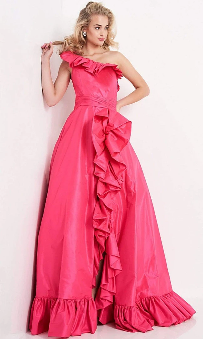 JVN By Jovani Formal Gowns Jovani - JVN03231 Asymmetric Neck Ruffled Ballgown 5 JVN By Jovani Formal Gowns Jovani - JVN03231 Asymmetric Neck Ruffled Ballgown