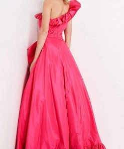 JVN By Jovani Formal Gowns Jovani - JVN03231 Asymmetric Neck Ruffled Ballgown