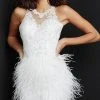 JVN By Jovani Cocktail Dresses Jovani - JVN07895SC Embellished Jewel Neck Short Dress - 1 Pc Off-White In Size 4 Available