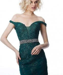 JVN By Jovani Jovani - JVN1102 Lace Applique Off Shoulder Fitted Cocktail Dress Cocktail Dresses