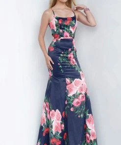 JVN By Jovani Jovani - JVN1110 Floral Print Square Trumpet Gown Formal Gowns