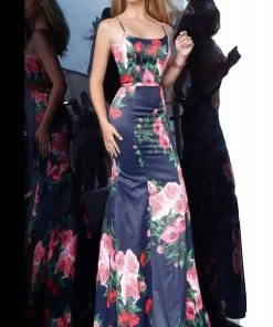 JVN By Jovani Jovani - JVN1110 Floral Print Square Trumpet Gown Formal Gowns 7 JVN By Jovani Jovani - JVN1110 Floral Print Square Trumpet Gown Formal Gowns