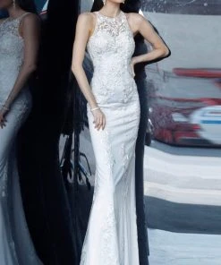 JVN By Jovani Jovani - JVN1289 Illusion Neck Embroidered Tulle Evening Dress Formal Gowns 9 JVN By Jovani Jovani - JVN1289 Illusion Neck Embroidered Tulle Evening Dress Formal Gowns