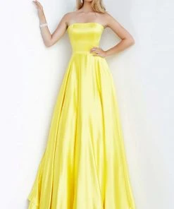 JVN By Jovani Jovani - JVN1716 Strapless Straight Neck Satin A-line Gown Formal Gowns