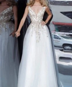 JVN By Jovani Jovani - JVN2302 Embroidered Applique Plunging V-Neck Gown 11 JVN By Jovani Jovani - JVN2302 Embroidered Applique Plunging V-Neck Gown