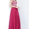 JVN By Jovani Jovani - JVN2405 Geometric Beaded V-Neck Chiffon Gown Formal Gowns