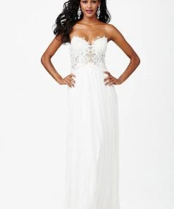 JVN By Jovani Formal Gowns Jovani - JVN30805 Strapless Sweetheart Sheer Lace Bodice Long Gown