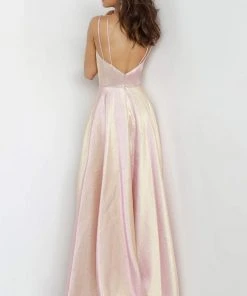 JVN By Jovani Jovani - JVN3779 Crisscross Strapped Plunging Bodice Gown Formal Gowns