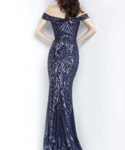 JVN By Jovani Jovani - JVN4238 Embellished Off-Shoulder Sheath Dress Formal Gowns