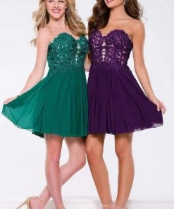 JVN By Jovani Jovani - JVN47312 Strapless Lace Sweetheart A-line Dress Cocktail Dresses 10 JVN By Jovani Jovani - JVN47312 Strapless Lace Sweetheart A-line Dress Cocktail Dresses
