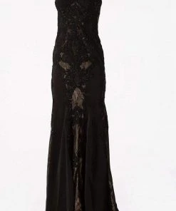JVN By Jovani Jovani - JVN55869 Beaded Lace Halter Sheath Dress Formal Gowns 24 JVN By Jovani Jovani - JVN55869 Beaded Lace Halter Sheath Dress Formal Gowns