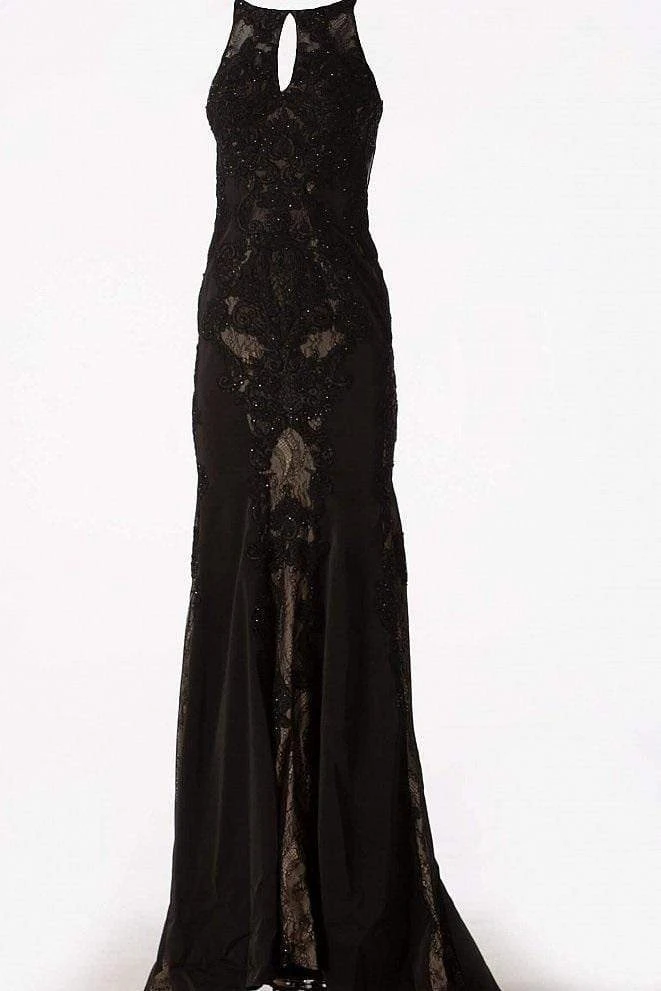 JVN By Jovani Jovani - JVN55869 Beaded Lace Halter Sheath Dress Formal Gowns 13 JVN By Jovani Jovani - JVN55869 Beaded Lace Halter Sheath Dress Formal Gowns