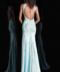 JVN By Jovani Jovani - JVN55869 Beaded Lace Halter Sheath Dress Formal Gowns 21 JVN By Jovani Jovani - JVN55869 Beaded Lace Halter Sheath Dress Formal Gowns