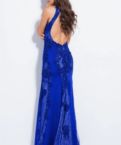 JVN By Jovani Jovani - JVN55869 Beaded Lace Halter Sheath Dress Formal Gowns 18 JVN By Jovani Jovani - JVN55869 Beaded Lace Halter Sheath Dress Formal Gowns