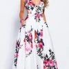 JVN By Jovani Jovani - JVN59146 V-neck Side Cutouts Floral A-line Gown Formal Gowns
