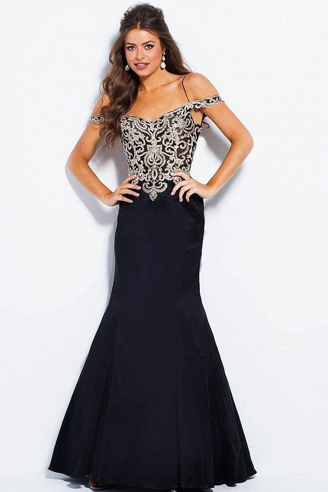 JVN By Jovani Jovani - JVN60204 Embellished V-neck Mermaid Dress Formal Gowns 3 JVN By Jovani Jovani - JVN60204 Embellished V-neck Mermaid Dress Formal Gowns