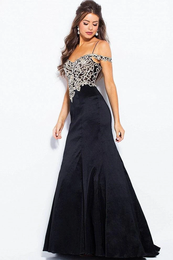 JVN By Jovani Jovani - JVN60204 Embellished V-neck Mermaid Dress Formal Gowns 6 JVN By Jovani Jovani - JVN60204 Embellished V-neck Mermaid Dress Formal Gowns