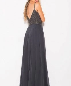 JVN By Jovani Formal Gowns Jovani - JVN60599 Embellished Deep V-neck A-line Dress