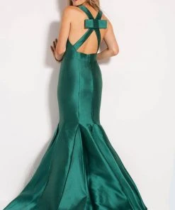 JVN By Jovani Jovani - JVN60917 Plunging V-Neck Ribbon Ornate Mermaid Gown Formal Gowns