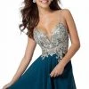 JVN By Jovani Jovani - JVN62738 Metallic Embroidered A-Line Cocktail Dress