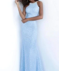 JVN By Jovani Jovani - JVN64010 High Halter Beaded Lace Gown