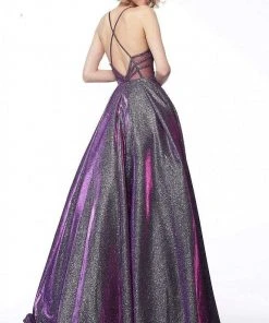 JVN By Jovani Jovani - JVN65851 Metallic Crisscross Strapped A-Line Gown 17 JVN By Jovani Jovani - JVN65851 Metallic Crisscross Strapped A-Line Gown