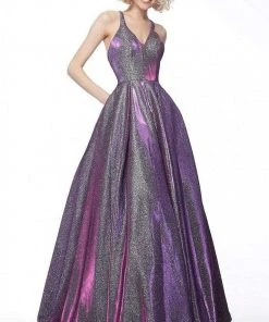 JVN By Jovani Jovani - JVN65851 Metallic Crisscross Strapped A-Line Gown 16 JVN By Jovani Jovani - JVN65851 Metallic Crisscross Strapped A-Line Gown