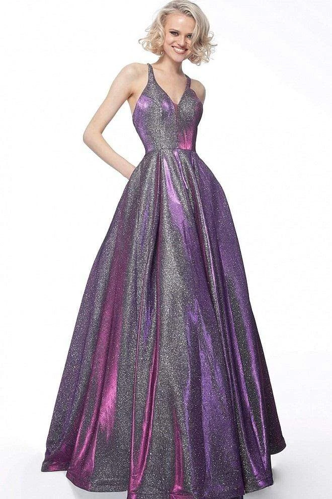 JVN By Jovani Jovani - JVN65851 Metallic Crisscross Strapped A-Line Gown 9 JVN By Jovani Jovani - JVN65851 Metallic Crisscross Strapped A-Line Gown