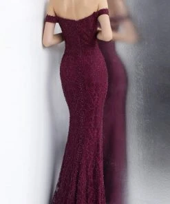 JVN By Jovani Formal Gowns Jovani - JVN66695 Lace Off-Shoulder Trumpet Dress With Mini Train 7 JVN By Jovani Formal Gowns Jovani - JVN66695 Lace Off-Shoulder Trumpet Dress With Mini Train