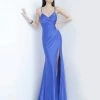 JVN By Jovani Formal Gowns Jovani - JVN66714 Gathered Surplice High Slit Gown
