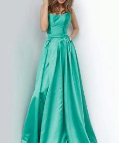 JVN By Jovani Jovani - JVN67858 Strapless Pleated Ballgown With Slit And Train