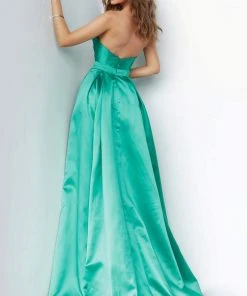 JVN By Jovani Jovani - JVN67858 Strapless Pleated Ballgown With Slit And Train