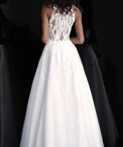 JVN By Jovani Formal Gowns Jovani - JVN68132 Sleeveless Embroidered Scoop Neck Ballgown