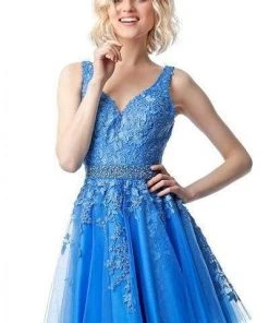 JVN By Jovani Jovani - JVN68267 Bedazzled V-neck A-line Cocktail Dress