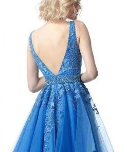 JVN By Jovani Jovani - JVN68267 Bedazzled V-neck A-line Cocktail Dress 5 JVN By Jovani Jovani - JVN68267 Bedazzled V-neck A-line Cocktail Dress