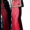 Jovani - Lace V-Neck Trumpet Dress 68005ASC - 2 Pc Red In Size 4 And 6 Available Formal Gowns 1 Jovani - Lace V-Neck Trumpet Dress 68005ASC - 2 Pc Red In Size 4 And 6 Available Formal Gowns