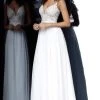 JVN By Jovani Jovani - Long Lace Bodice A-Line Dress JVN62568SC - 1 Pc Off White In Size 10 Available