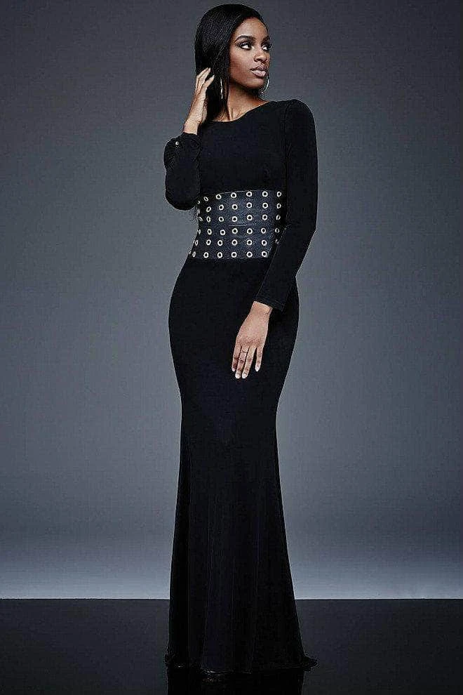 Jovani - M309SC Long Sleeve V-Back Evening Dress - 1 Pc Black In Size 2 Available Formal Gowns 3 Jovani - M309SC Long Sleeve V-Back Evening Dress - 1 Pc Black In Size 2 Available Formal Gowns