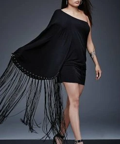 Jovani - M509 Wide Sleeve One-Shoulder Cocktail Dress