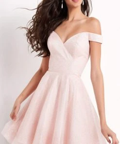 JVN By Jovani Jovani - Off Shoulder Short Hemline A-Line Dress JVN04639SC Cocktail Dresses