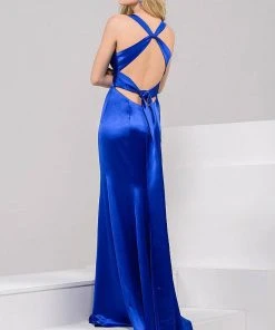 Jovani - Pleated Bust Frames Plunging V-Neck Crisscross Back Dress JP50865 Formal Gowns