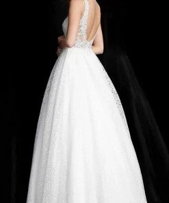 JVN By Jovani Jovani - Plunging V-Neck Embellished Ballgown JVN64105SC - 1 Pc Rasberry In Size 00 Available 5 JVN By Jovani Jovani - Plunging V-Neck Embellished Ballgown JVN64105SC - 1 Pc Rasberry In Size 00 Available