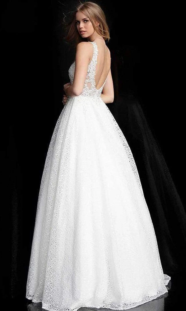 JVN By Jovani Jovani - Plunging V-Neck Embellished Ballgown JVN64105SC - 1 Pc Rasberry In Size 00 Available 4 JVN By Jovani Jovani - Plunging V-Neck Embellished Ballgown JVN64105SC - 1 Pc Rasberry In Size 00 Available