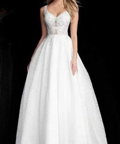 JVN By Jovani Jovani - Plunging V-Neck Embellished Ballgown JVN64105SC - 1 Pc Rasberry In Size 00 Available