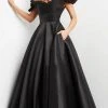 Jovani - Ruffle Sleeve Mikado Evening Dress 08579SC - 1 Pc Black In Size 12 Available Formal Gowns